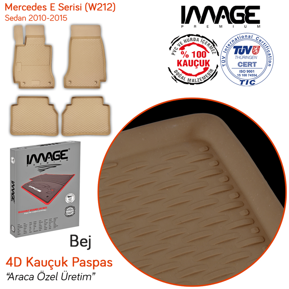 İmage Mercedes E Serisi (W212) 2010-2015 4D Havuzlu Paspas - BEJ