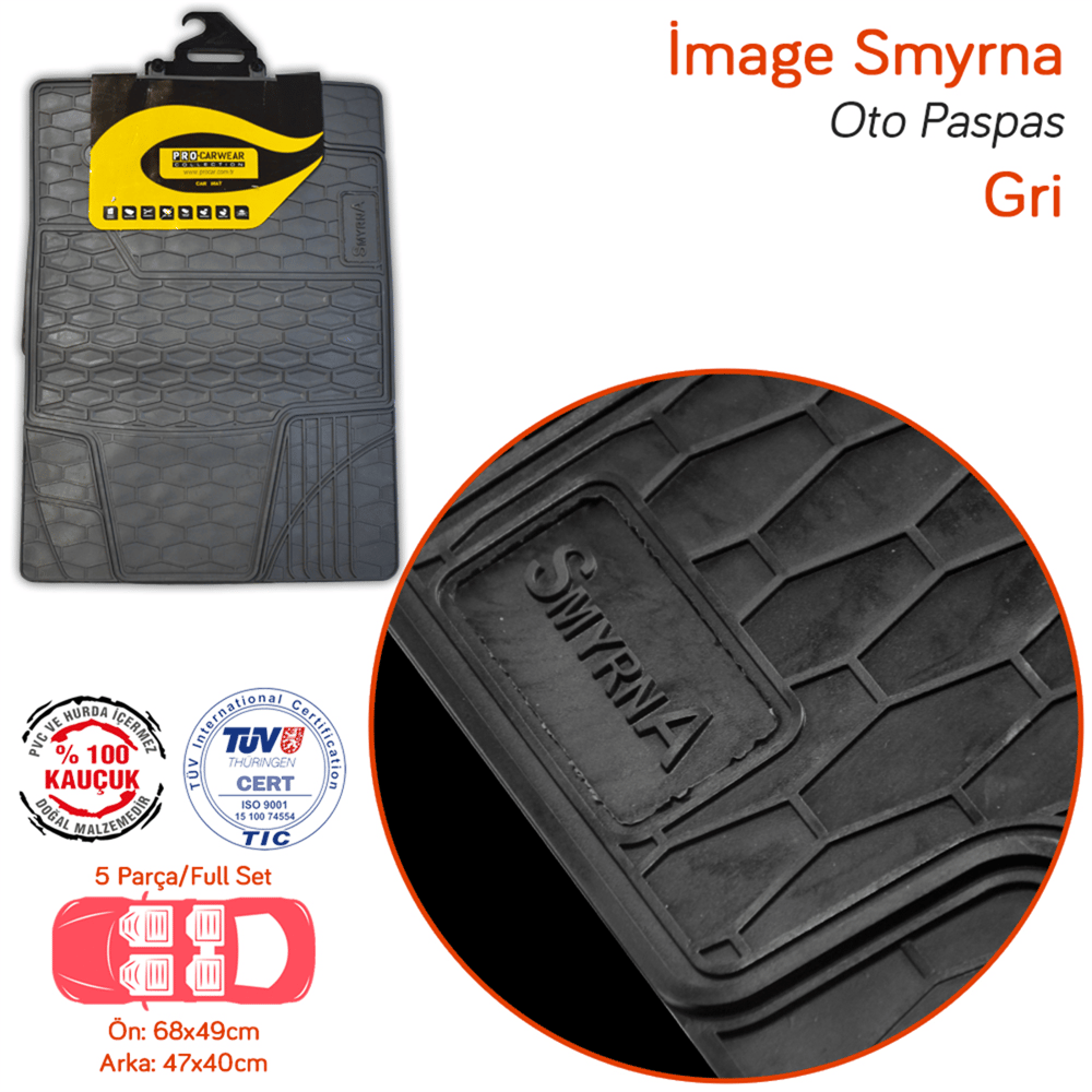 İmage Smyrna Gri Üniversal Paspas Kauçuk