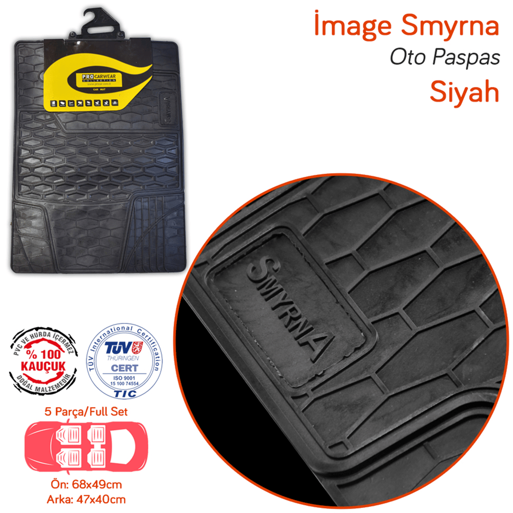 İmage Smyrna Siyah Üniversal Paspas Kauçuk