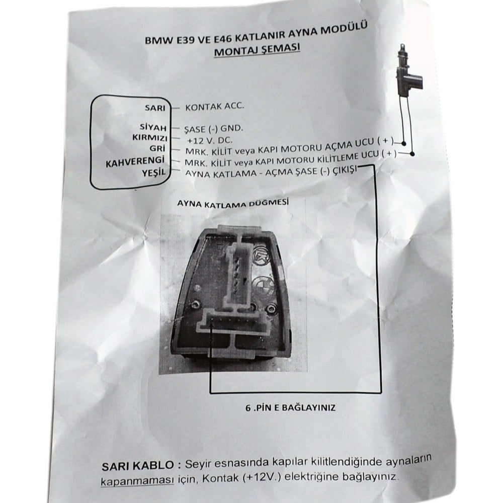 KGN Katlanır Ayna Modülü (Bmw E39-E46) 3301021