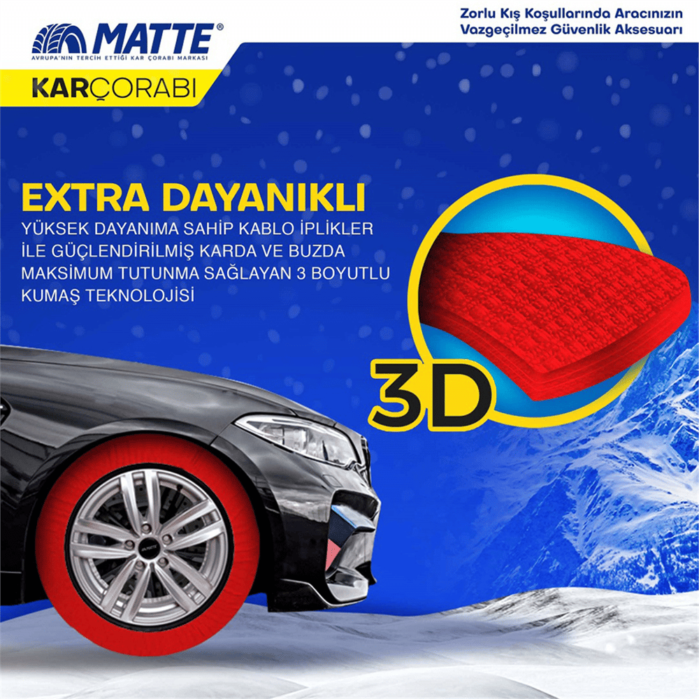 Matte 185/65 R15 Lastik için Kar Çorabı M