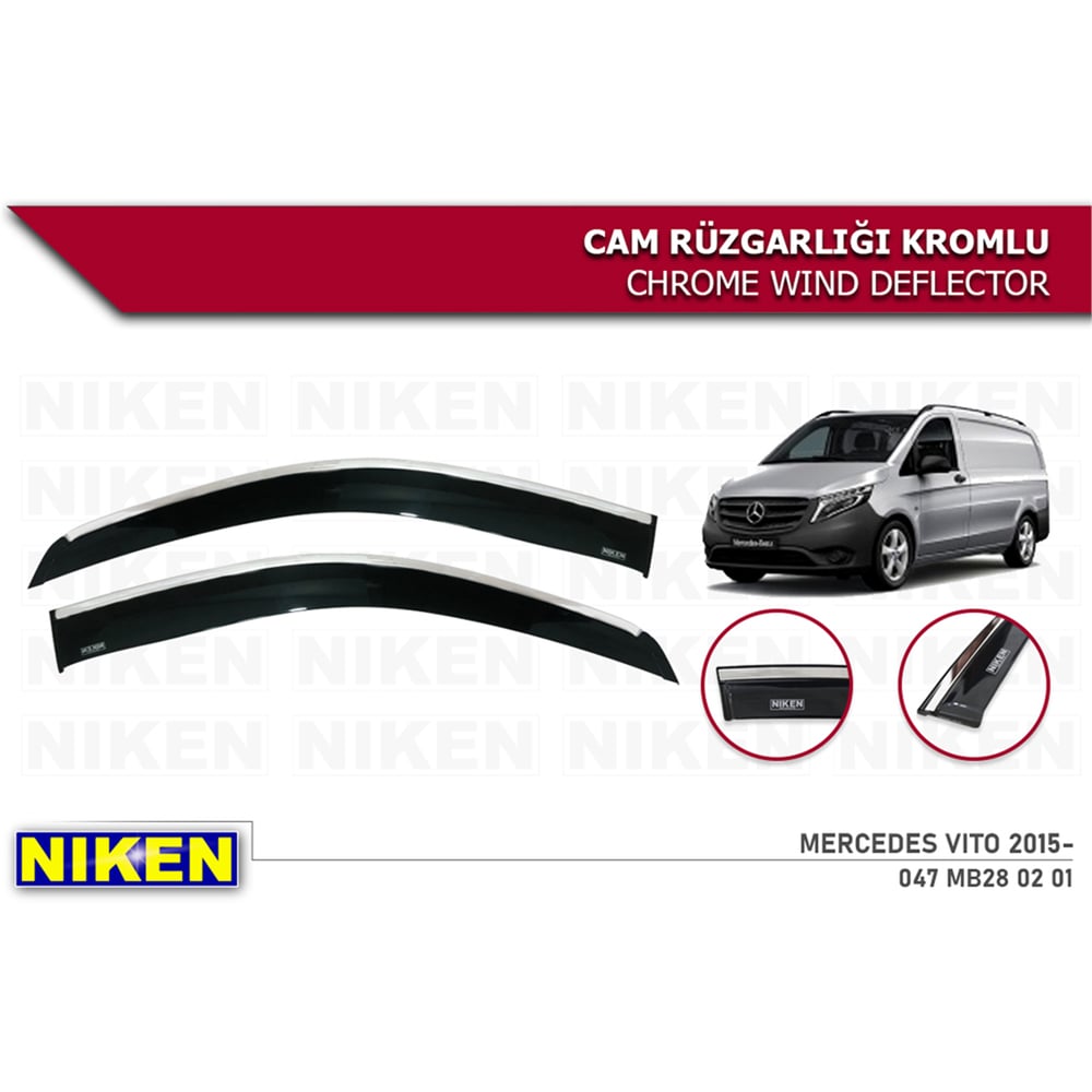 Niken 2 li Mercedes Vito 2015+ Kromlu Cam Rüzgarlığı 2 li