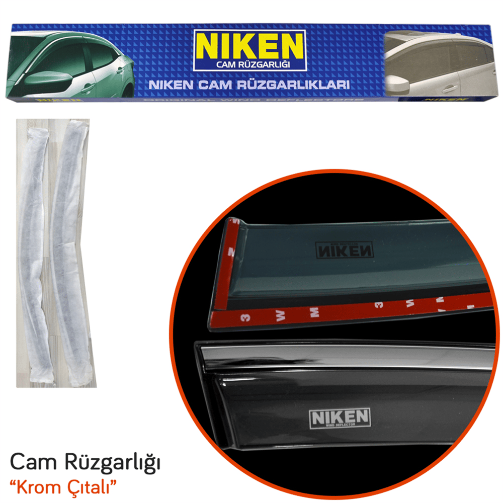 Niken 2 li Mercedes Vito 2015+ Kromlu Cam Rüzgarlığı 2 li