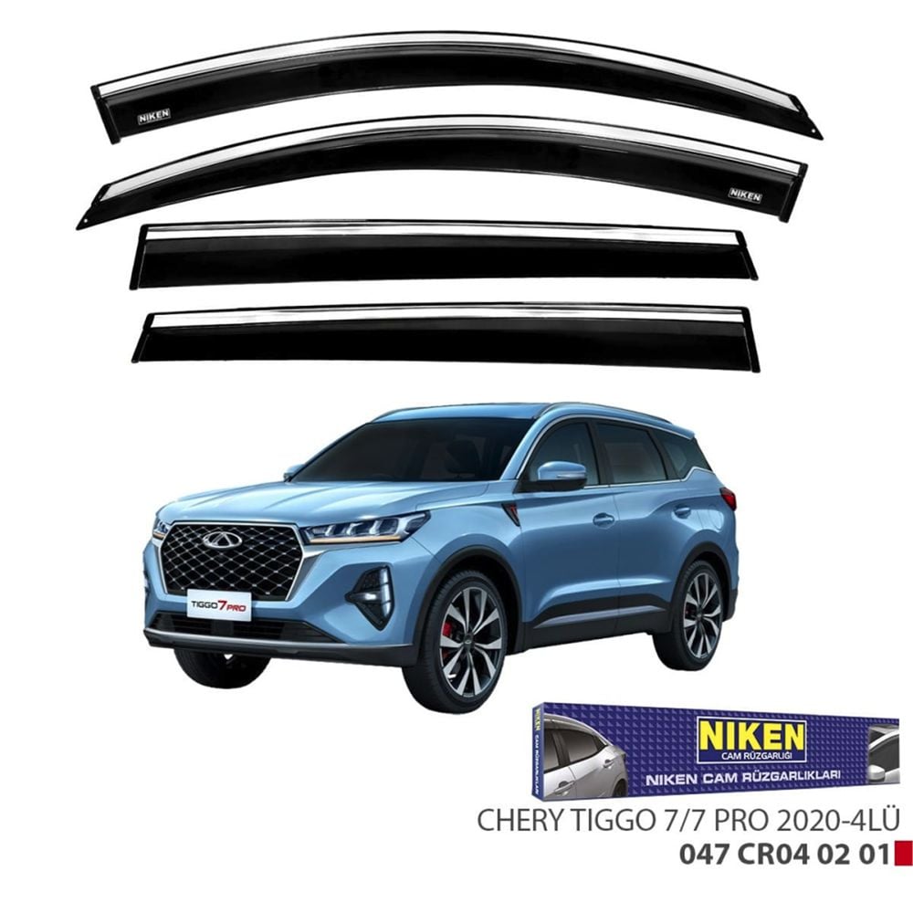 Niken Chery Tiggo 7 Pro 2020+ Kromlu Cam Rüzgarlığı 4 lü