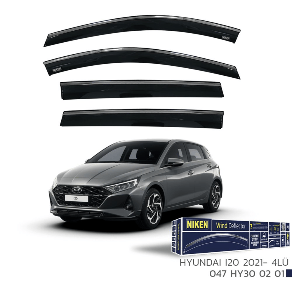 Niken Hyundai i20 2021+ Kromlu Cam Rüzgarlığı 4 lü