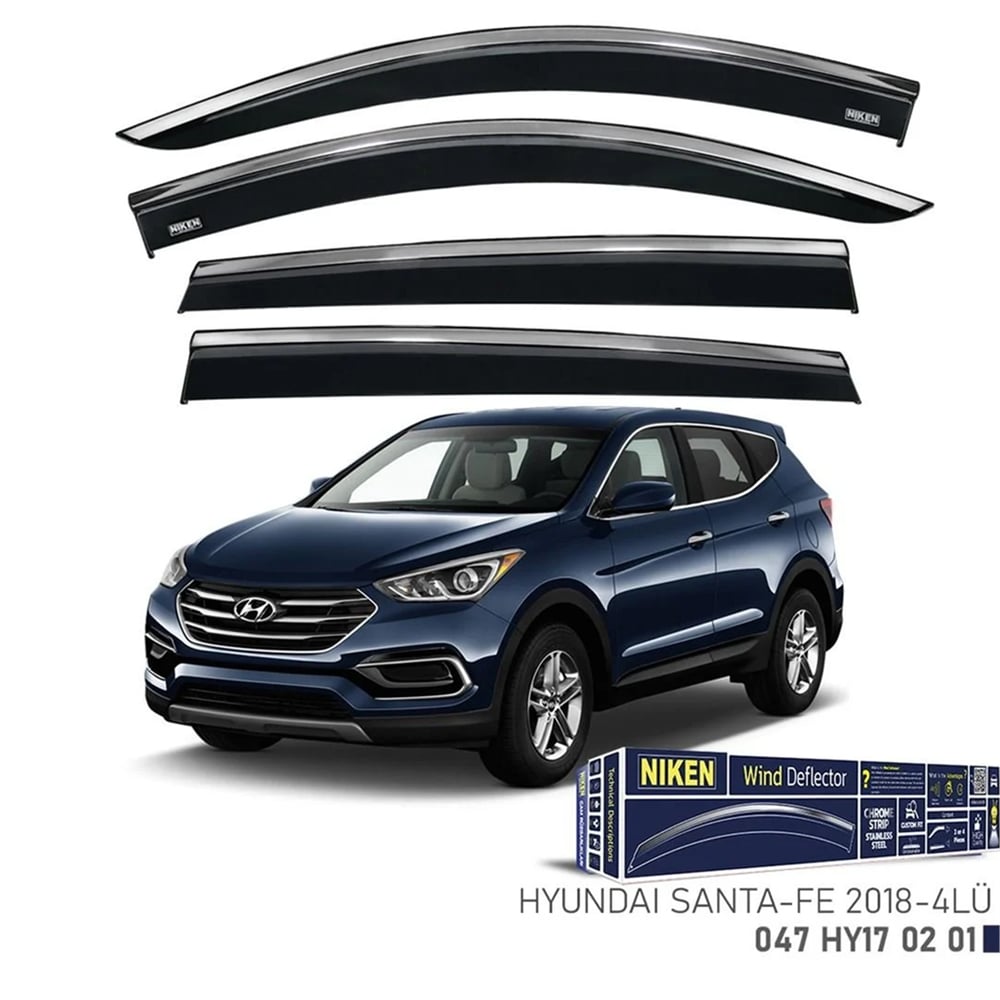 Niken Hyundai Santa Fe 2018-2023 Kromlu Cam Rüzgarlığı 4 lü