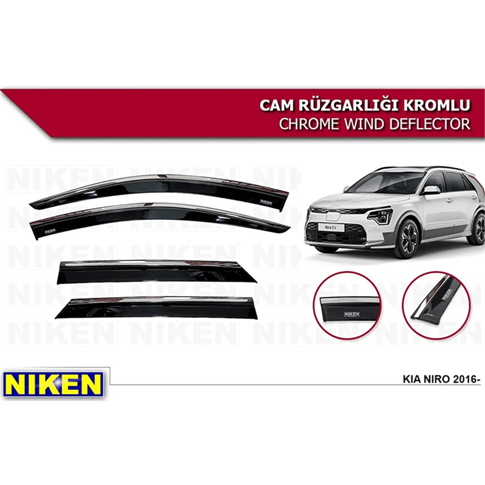 Niken Kia Niro 2016-2021 Kromlu Cam Rüzgarlığı 4 lü