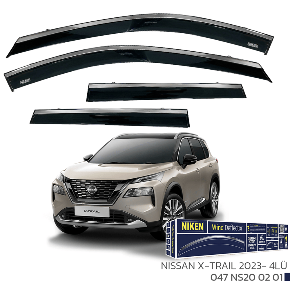 Niken Nissan X-Trail 2022+ Kromlu Cam Rüzgarlığı 4 lü
