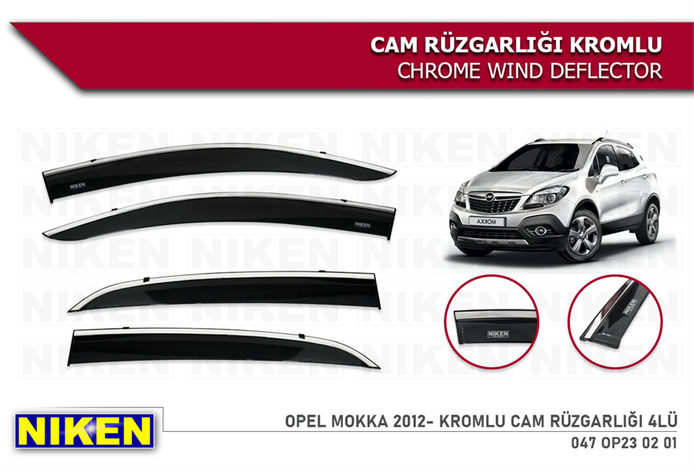 Niken Opel Mokka 2012-2020 Kromlu Cam Rüzgarlığı 4 lü