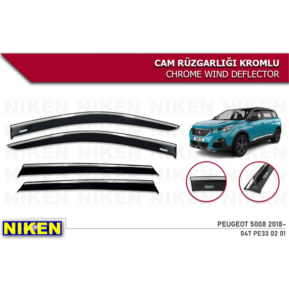Niken Peugeot 5008 2017-2024 Kromlu Cam Rüzgarlığı 4 lü