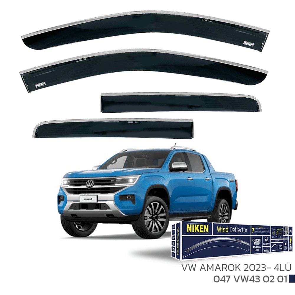 Niken Volkswagen Amarok 2023+ /Ranger 2023+ Kromlu Cam Rüzgarlığı 4 lü