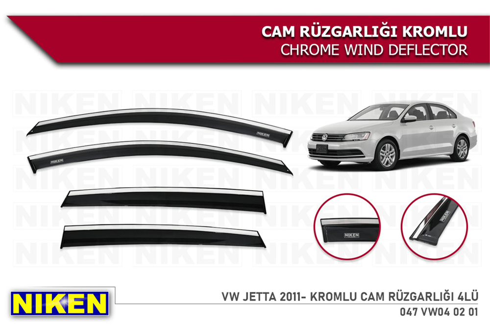 Niken Volkswagen Jetta 2011+ Kromlu Cam Rüzgarlığı 4 lü