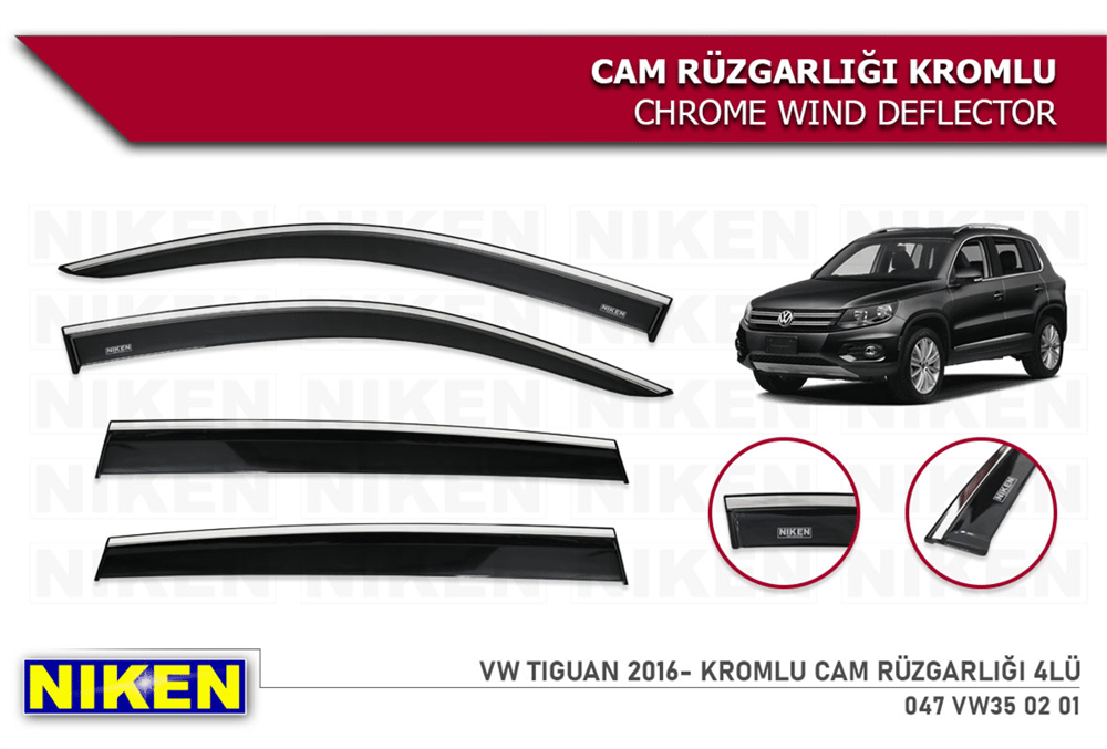 Niken Volkswagen Tiguan 2016-2023 Kromlu Cam Rüzgarlığı 4 lü
