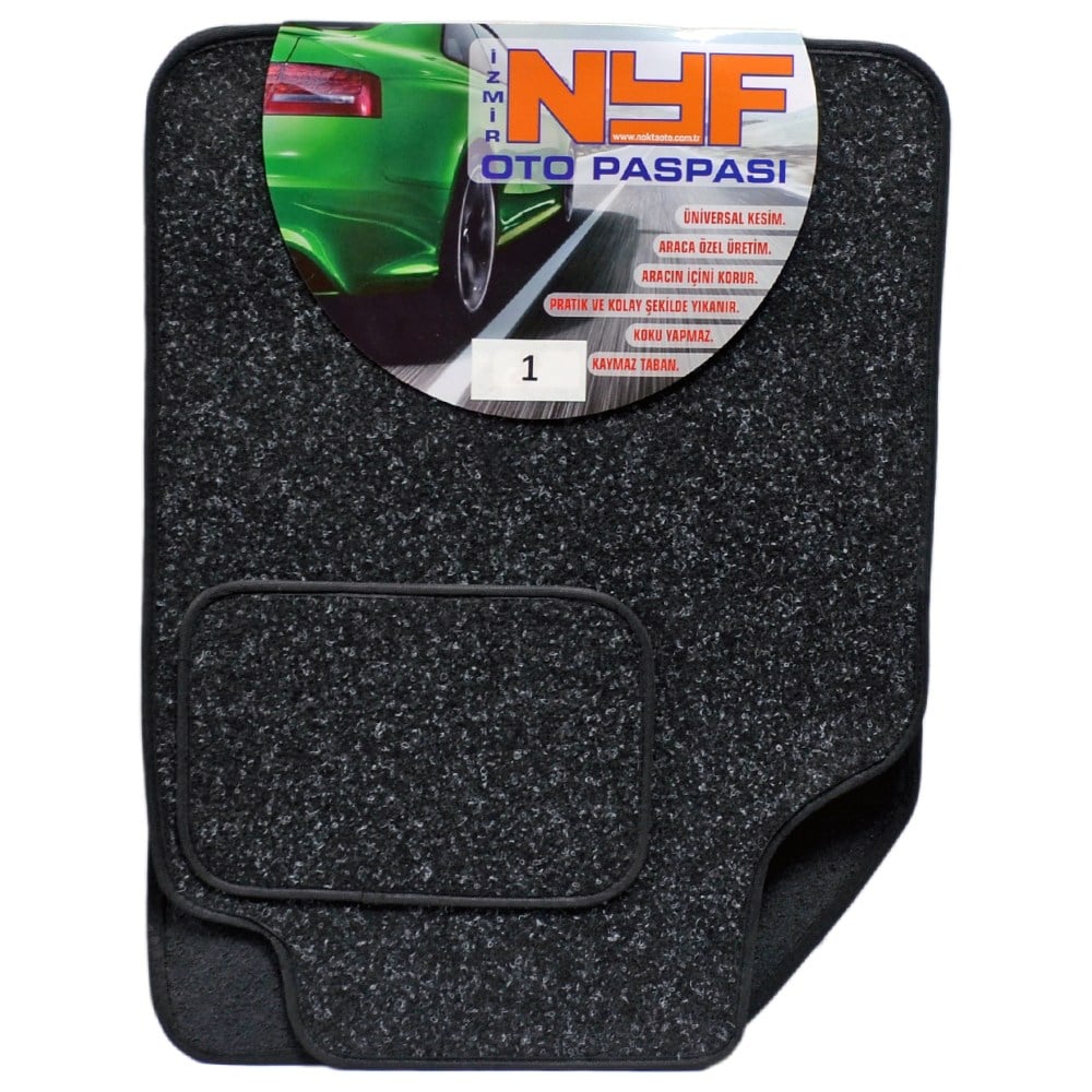 NYF 01 Velur Siyah Halı Paspas Kırçıllı (Biye Siyah) 5 Parça