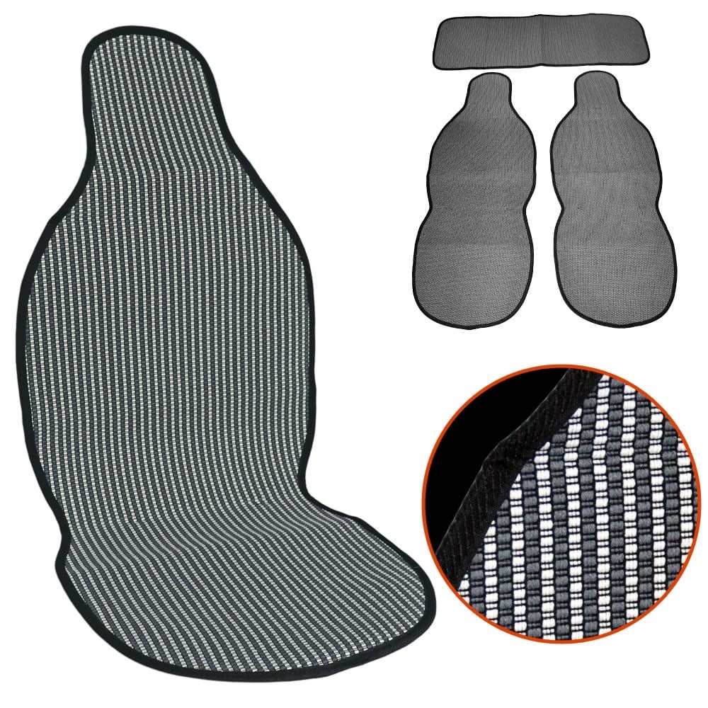 NYF 03 Terletmez Minder Pamuklu Gri-Beyaz 3 lü Set (2 Ön Pilot + 1 Arka Oturma)