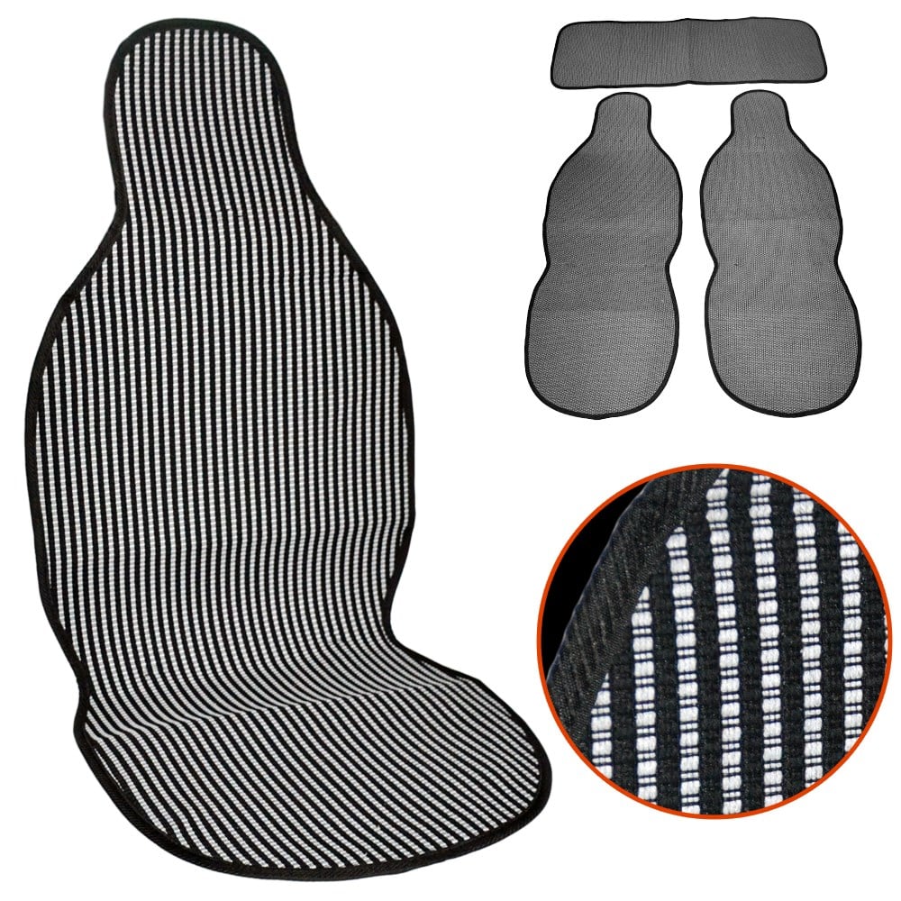 NYF 04 Terletmez Minder Pamuklu Açık Gri-Siyah 3 lü Set (2 Ön Pilot + 1 Arka Oturma)
