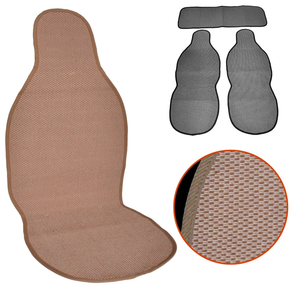 NYF 08 Terletmez Minder Pamuklu Koyu Krem 3 lü Set (2 Ön Pilot + 1 Arka Oturma)