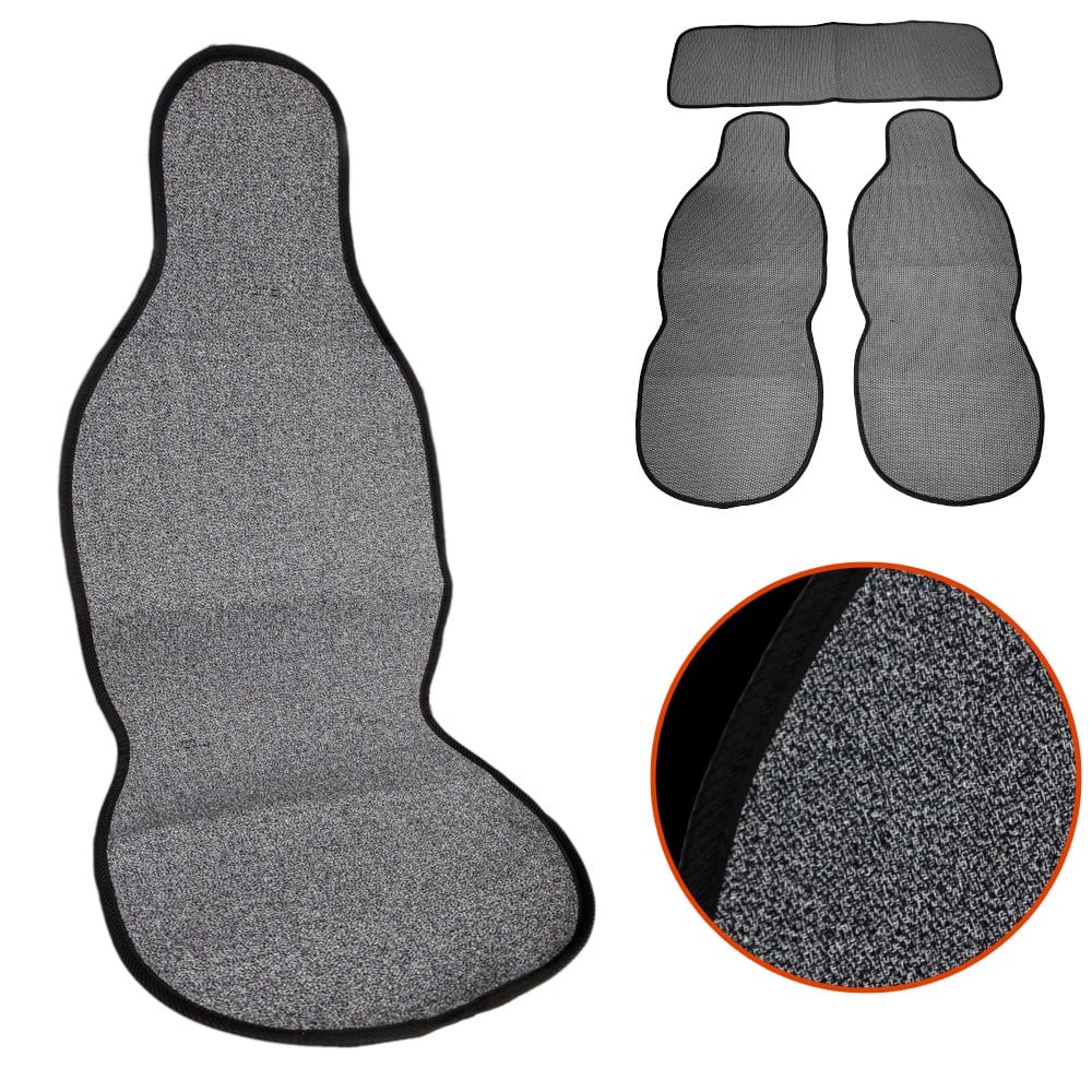 NYF 51 Terletmez Minder Premium Pamuklu Gri 3 lü Set (2 Ön Pilot + 1 Arka Oturma)