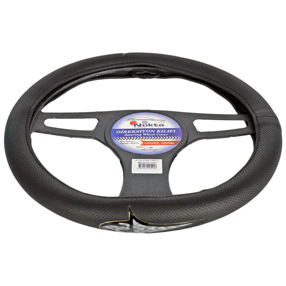 NYF A-10 Geçmeli Direksiyon Kılıfı Fosforlu Siyah (Meşale Beyaz) 38 cm