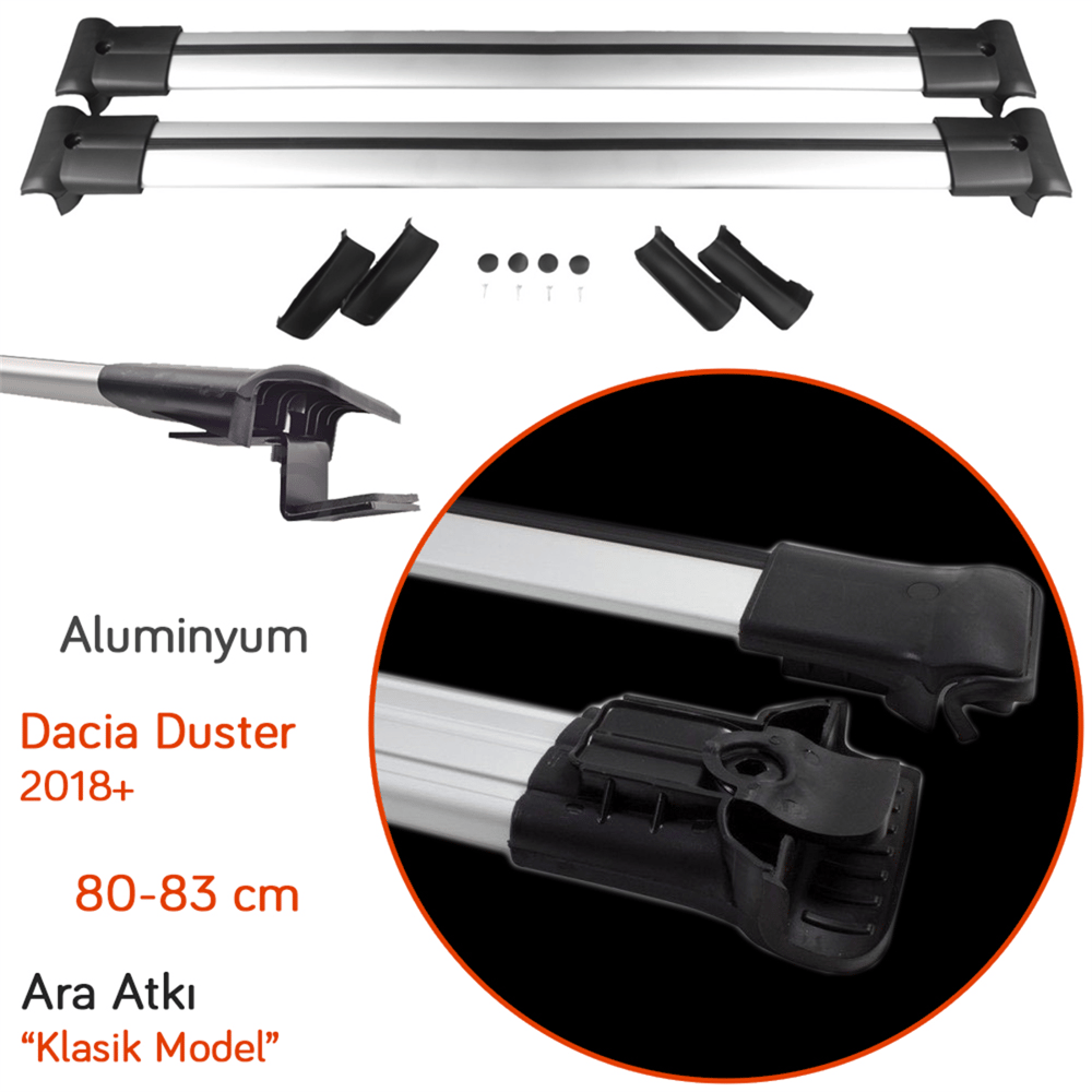 NYF Dacia Duster 2018+ Klasik Ara Atkı (Cross Bars) Gri (80-83 cm)