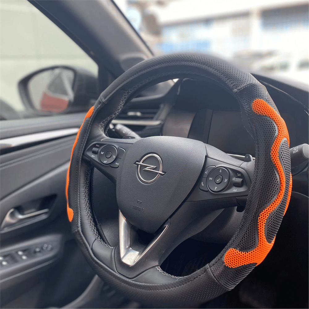 NYF F-437 Geçmeli Direksiyon Kılıfı 3 Boyutlu Masajlı Turuncu Suni Deri 38 cm