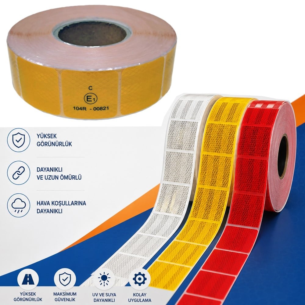 NYF Fosfor Bant Parçalı Reflektiv 5,1 cm x 50 mt Sarı (E Belgeli) BX14 068