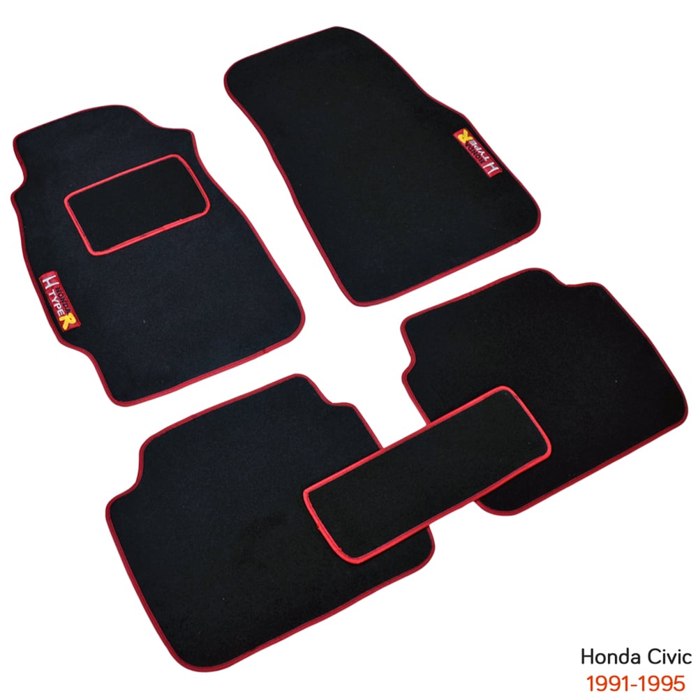 NYF Honda Civic 1991-1995 Siyah Halı Paspas (Biye Kırmızı)