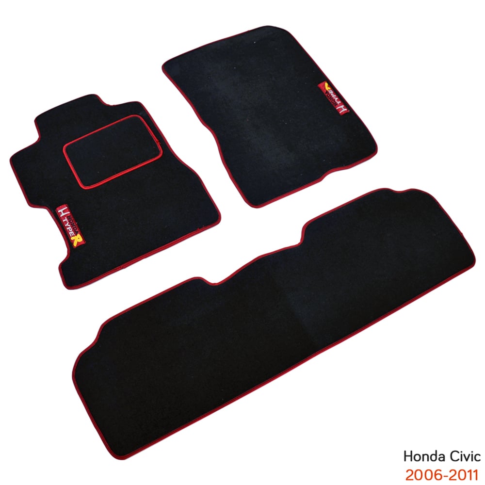 NYF Honda Civic 2006-2011 Siyah Halı Paspas (Biye Kırmızı)