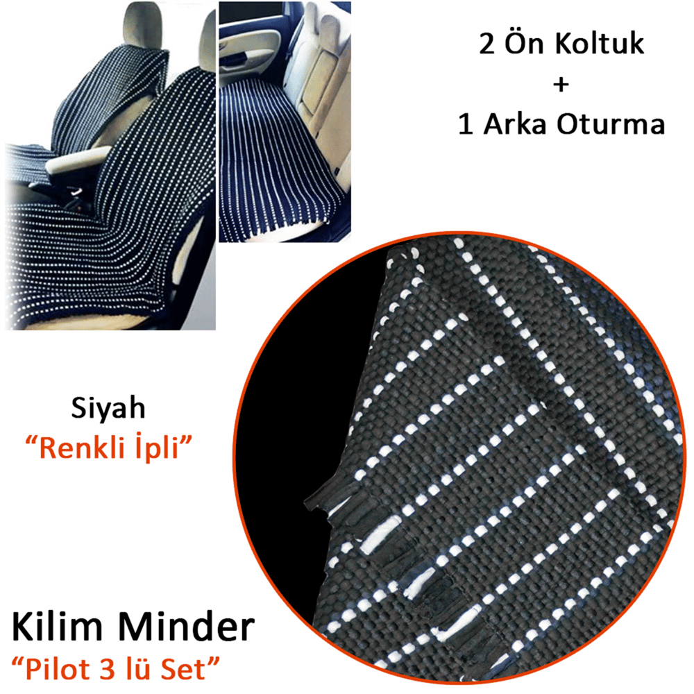 NYF Kilim Minder Pilot 3 lü Set (2 Ön Koltuk + 1 Arka Koltuk Serme Oturma) Üniversal