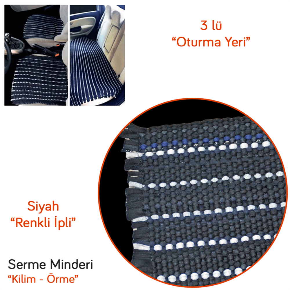 NYF Kilim Minder Serme 3 lü Set (2 Ön + 1 Arka Koltuk Oturma) Üniversal
