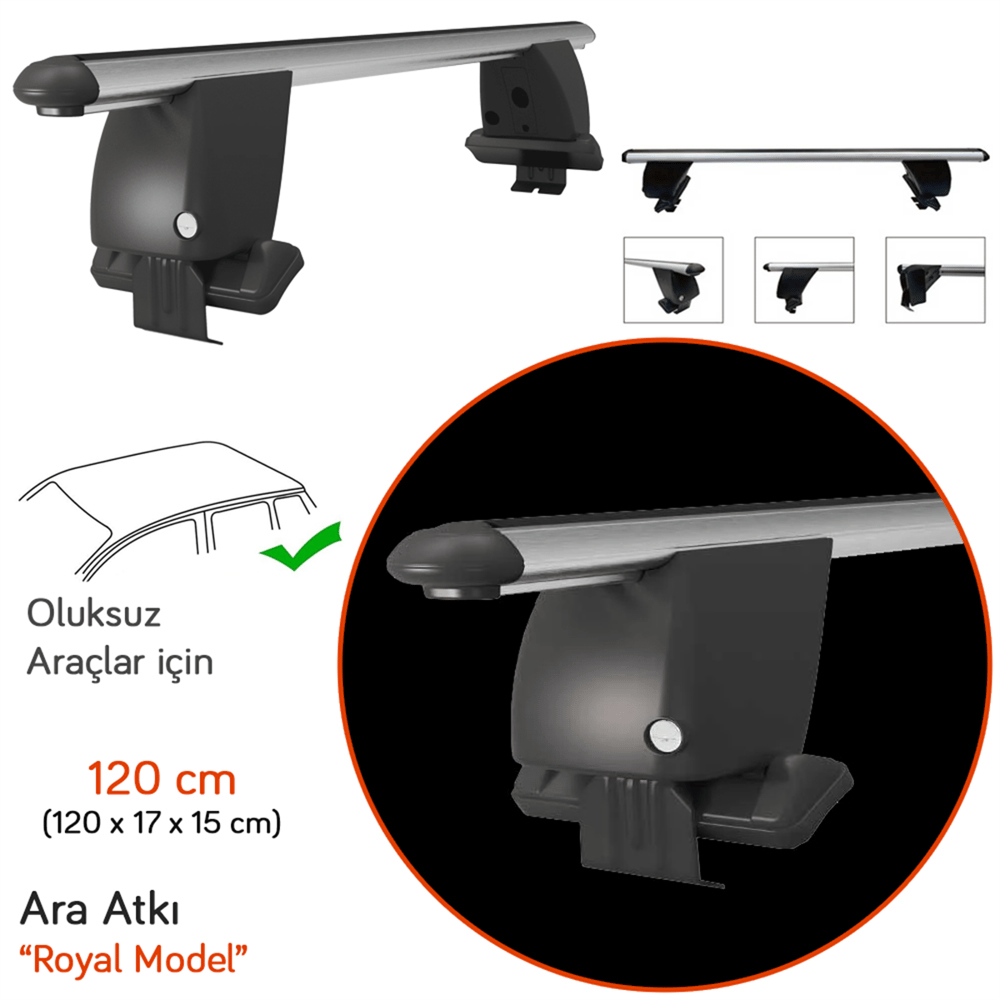 NYF Royal Oluksuz Ara Atkı (Kilitli) 120 cm Gri (Sedan Uyumlu) KIT-101