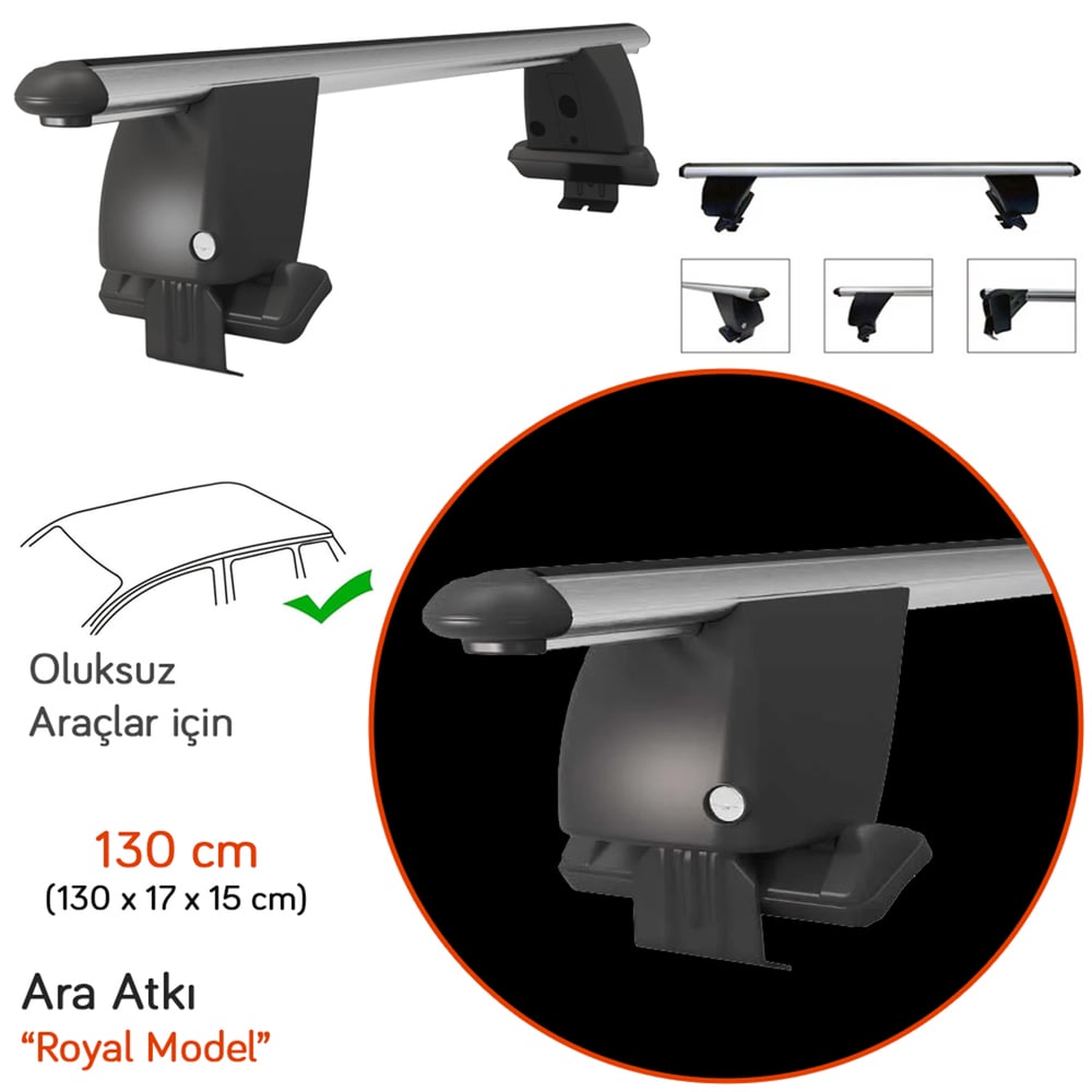 NYF Royal Oluksuz Ara Atkı (Kilitli) 130 cm Gri (Sedan Uyumlu) KIT-101