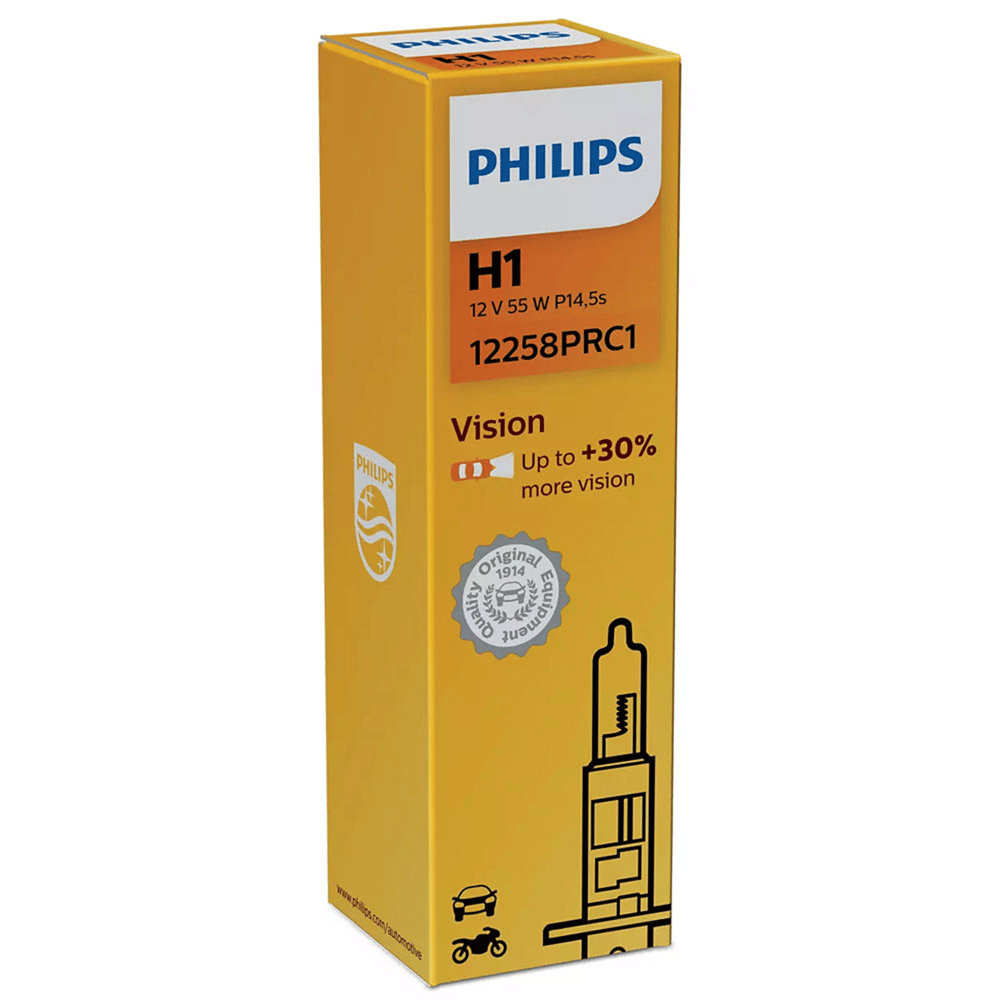 Philips 12V H1 55W Ampul + %30 Fazla Işık P14,5s Halogen 12258PRC1 (2 li)