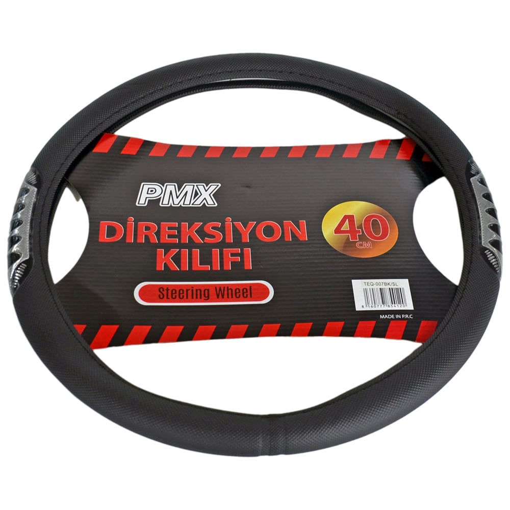 PMX Geçmeli Direksiyon Kılıfı Fosforlu Siyah (Beyaz) 40 cm TEQ-007BK/SL