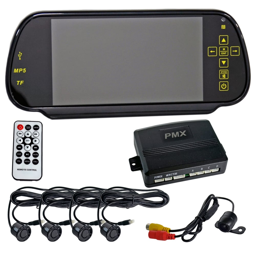 PMX Park Sensörü Kameralı Ayna Ekranlı 4 lü (7 inç+Bluetooth+Usb+MP5+SD+22mm) PMX3000