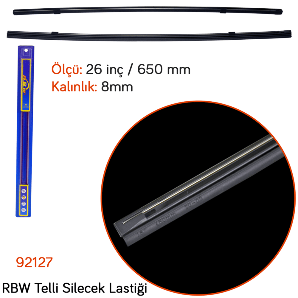 RBW 92127 Telli Üniversal 26 inç / 650 mm Silecek Lastiği (8mm)