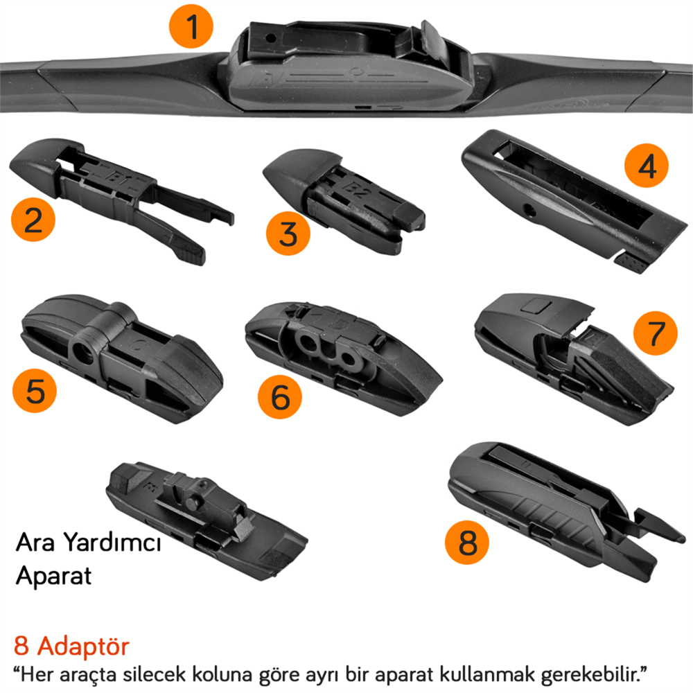 RBW 92817 Hybrid Multi-Fit 8 Adaptörlü 17 inç / 430 mm Silecek