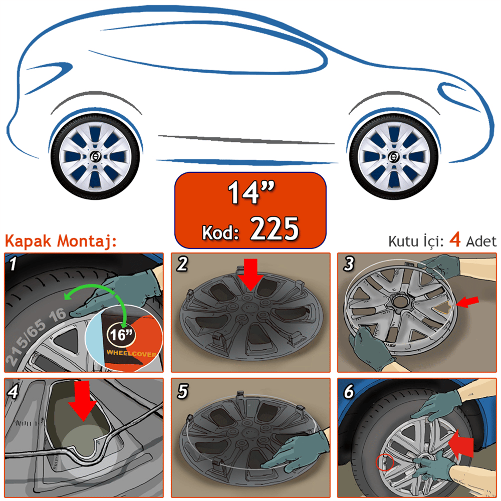 Renault Jant Kapağı Gri 14 inç Kırılmaz ve Esnek