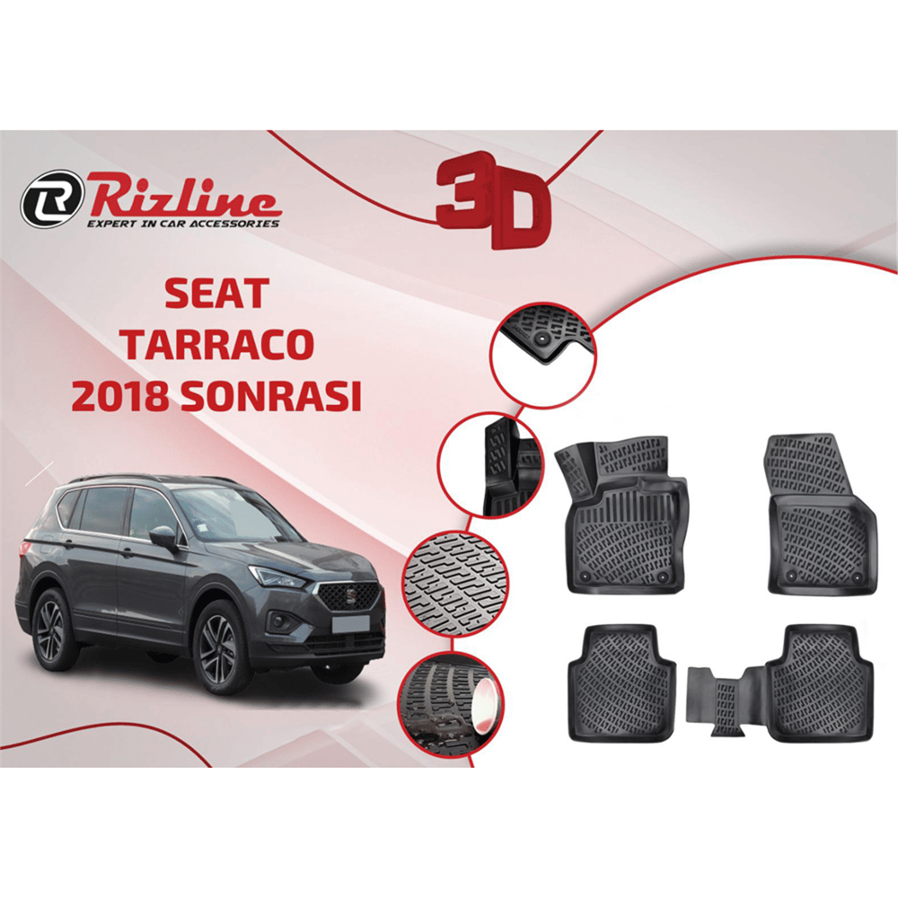 Rizline Seat Tarraco 2018+ /Tiguan Allspace 3D Havuzlu Paspas