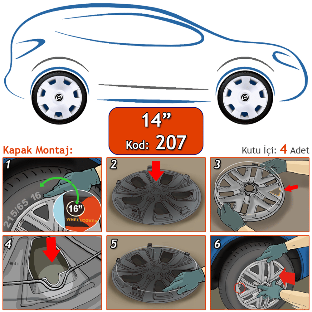 SJS 207 14 inç Jant Kapağı Gri SKS Üniversal
