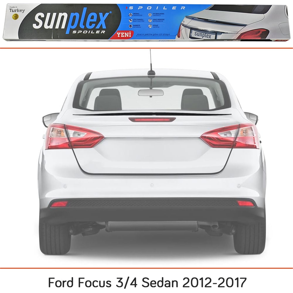 Sunplex Ford Focus 3-3,5 Sedan 2012-2017 Spoiler Bagaj Çıtası Piano Black