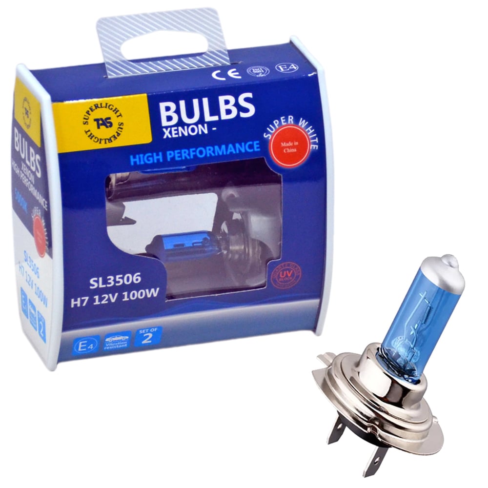 TAS Süperlight 12V H7 Ampul Halogen Beyaz 100W 5000K 2 li SL3506