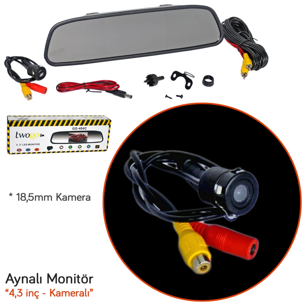Twogo GO-404C İç İlave Aynalı 4,3 inç Monitör Kameralı 18,5mm