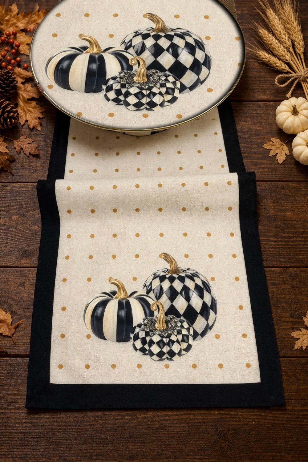 Keten Görünümlü Balkabağı Desenli Runner 40x140