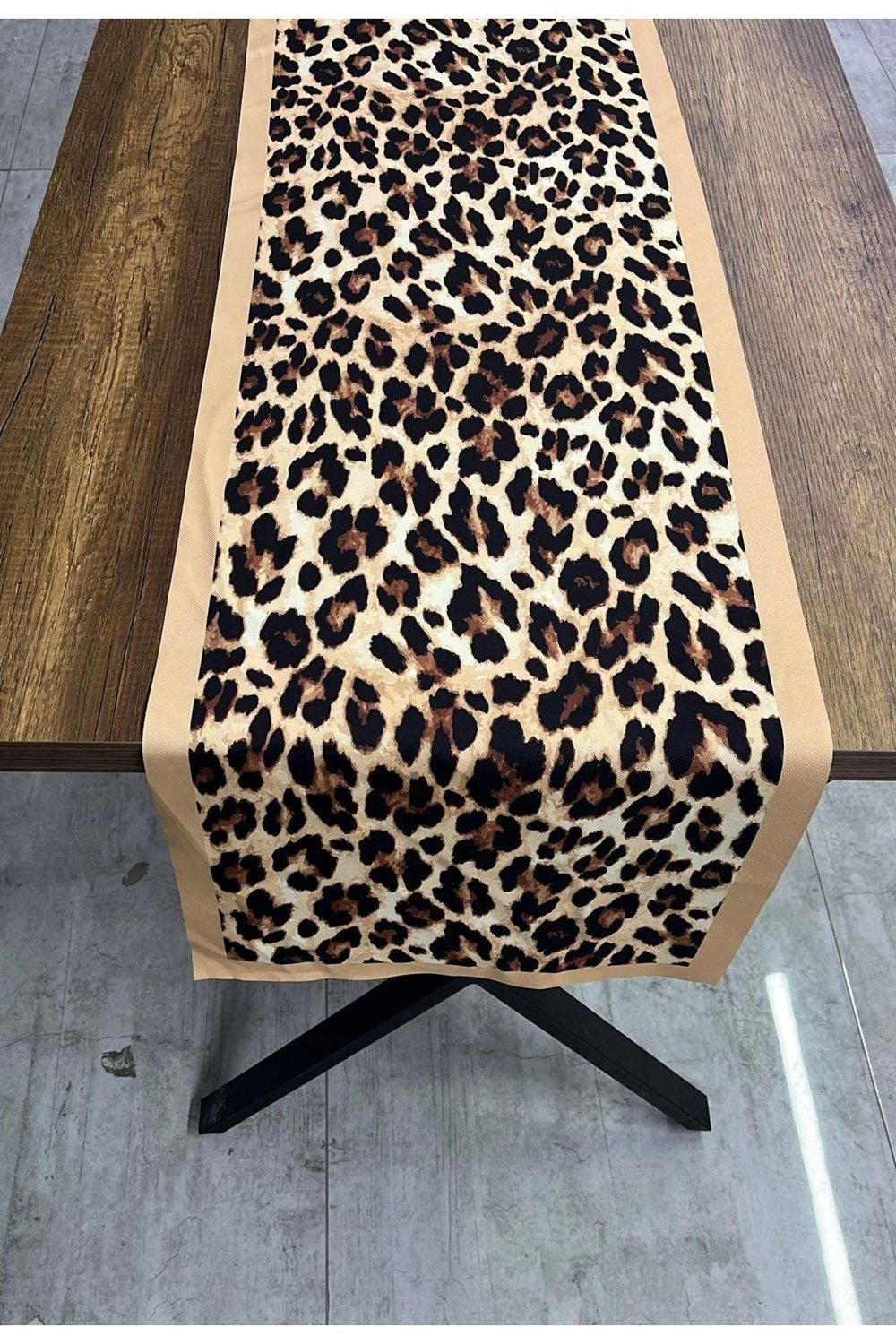 Leopar Desen Şeritli Runner 40 X 140