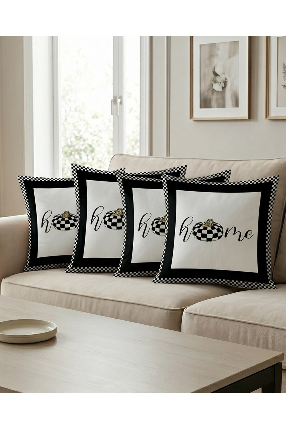 Tarzını Seç Home Desenli Salon Dekoru 4'lü Kırlent Kılıfı 40x38