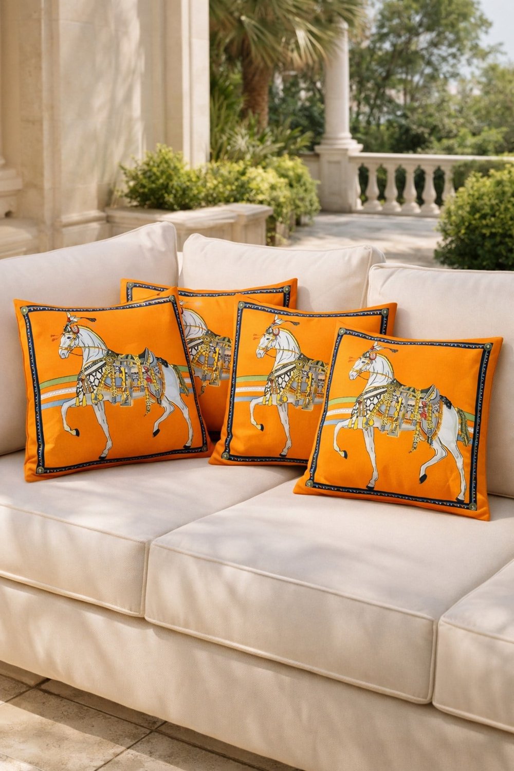 Tarzını Seç Royal At Desenli Salon Dekoru 4'lü Kırlent Kılıfı 40x38