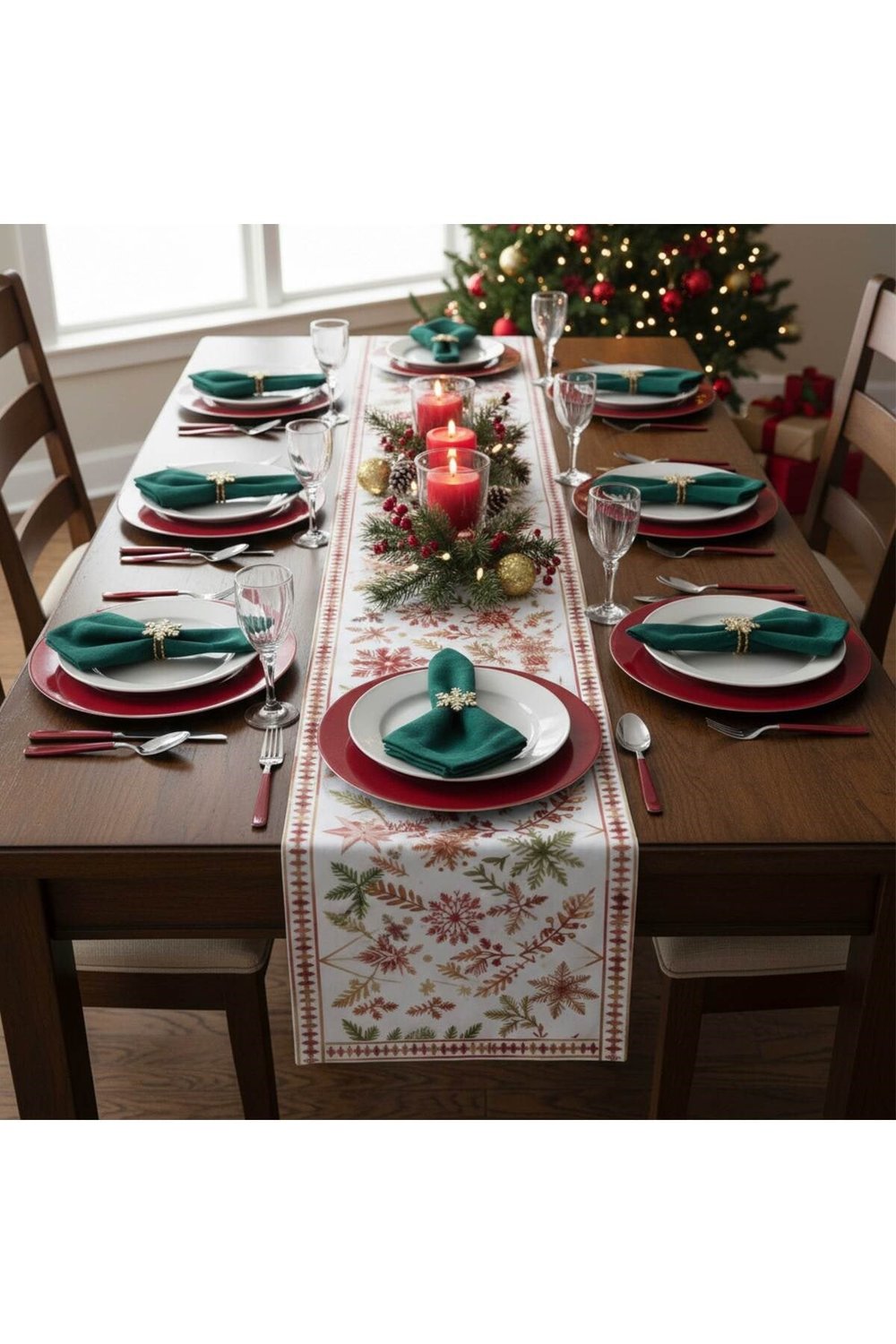 Yılbaşı Temalı Dijital Baskılı Runner Örtüsü Christmas 40x140 cm
