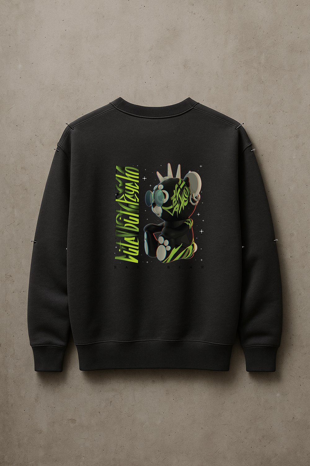 'Cute but Psycho' Lacivert Oversize Sweatshirt