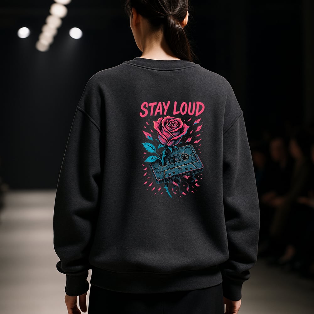 'Stay Loud' Füme Oversize Sweatshirt